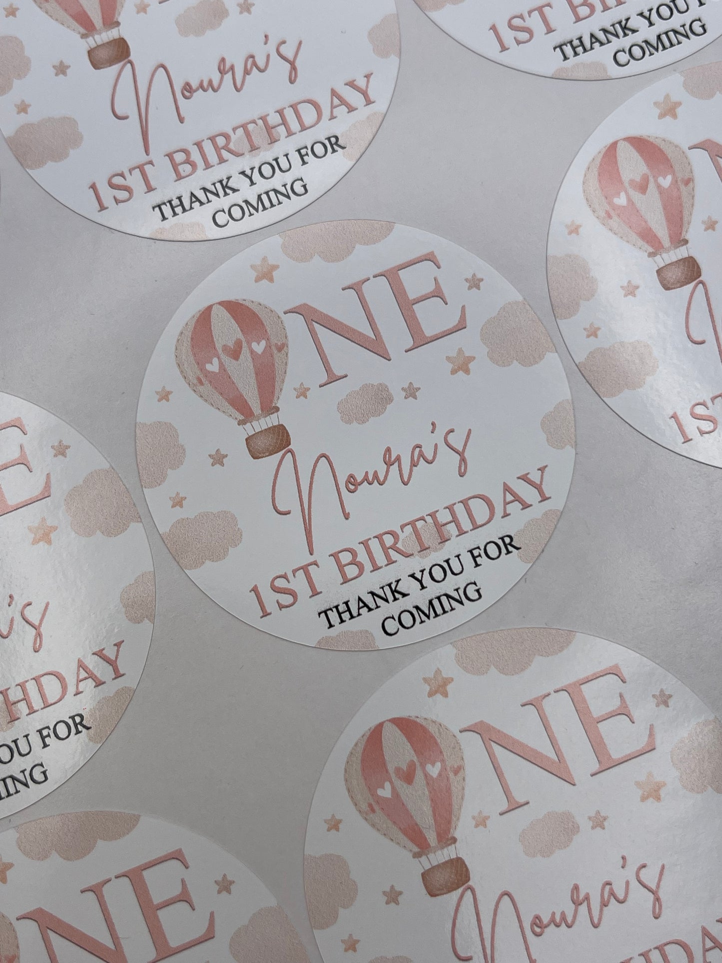 1st Birthday in the sky Stickers Pink