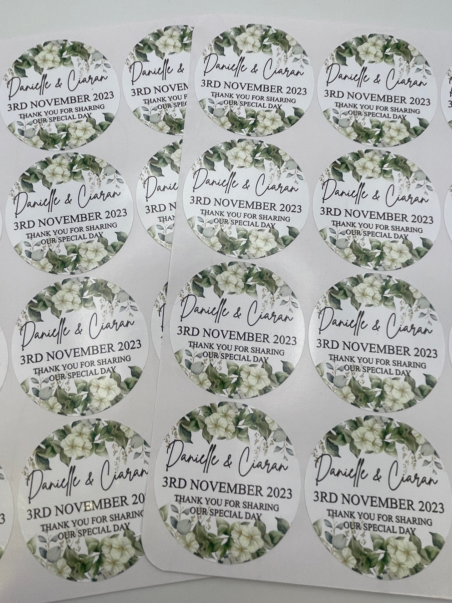 Personalised wedding White Flowers Stickers