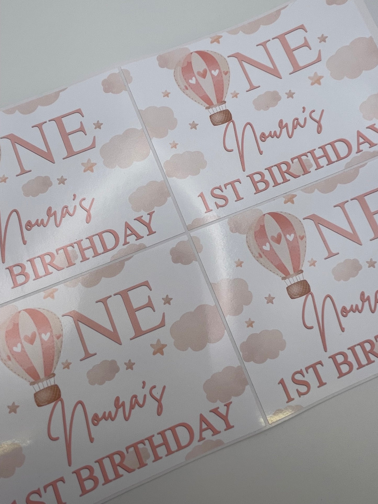 1st Birthday in the sky stickers rectangle