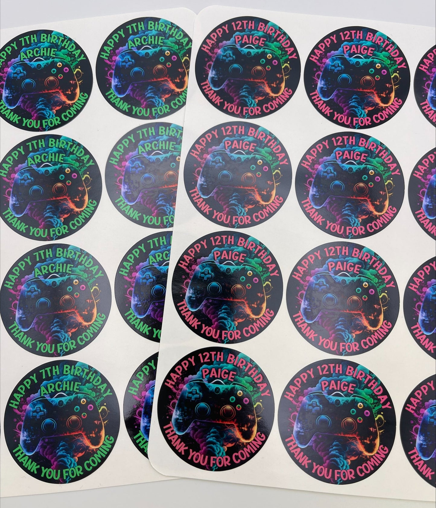 Gaming Personalised Birthday Stickers