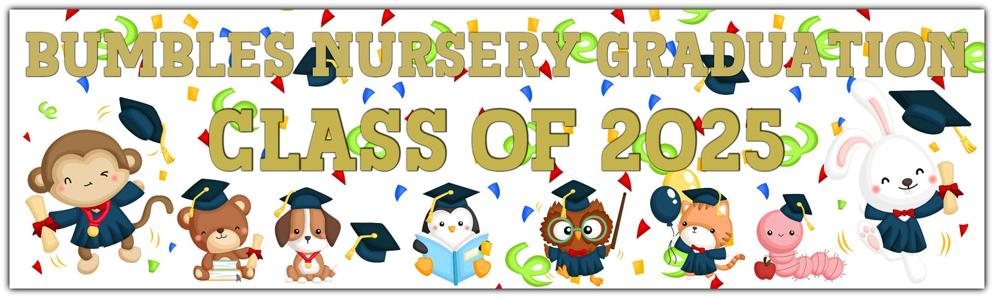 Nursery Preschool Graduation banner personalised with name and class of 2025