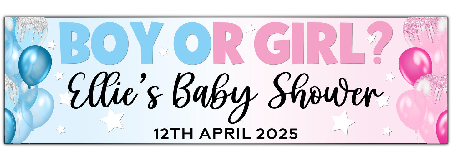Boy or Girl Baby Shower Banner Personalised with name Baby shower and Date