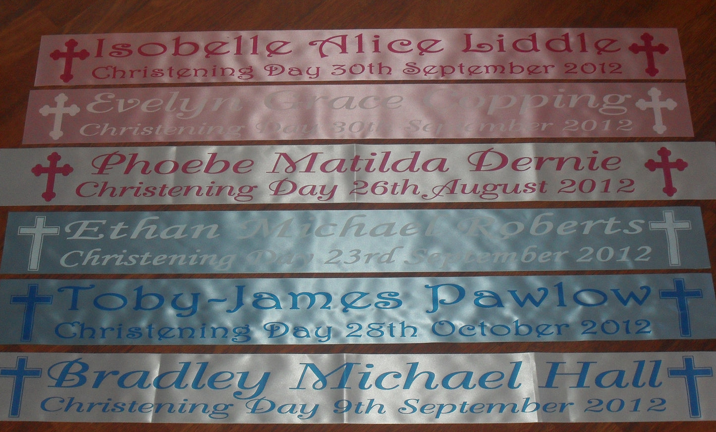 Personalised satin Christening, holy communion banners