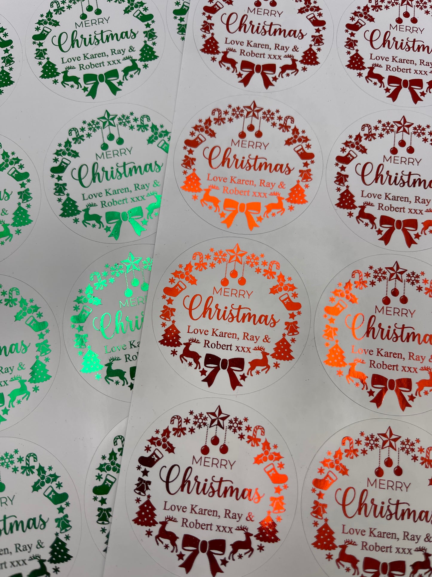Personalised Christmas Wreath Labels