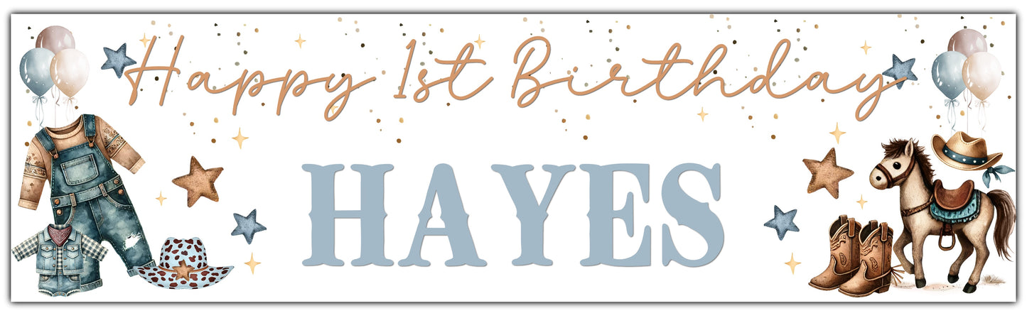 Little Cowboy 1st Birthday Personalised Banner