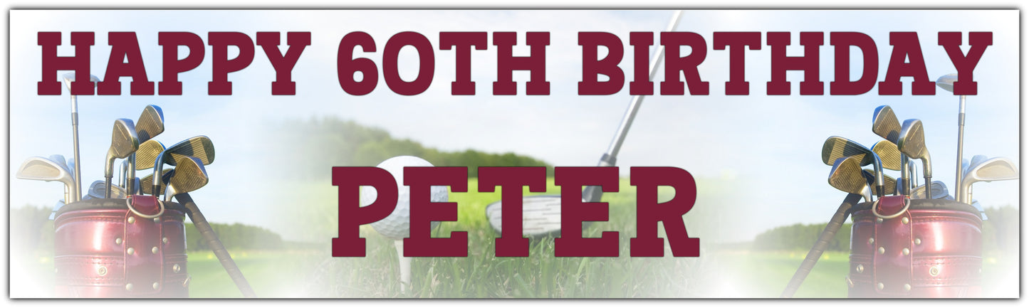 Golf Birthday Celebration Banner personalised with name and age