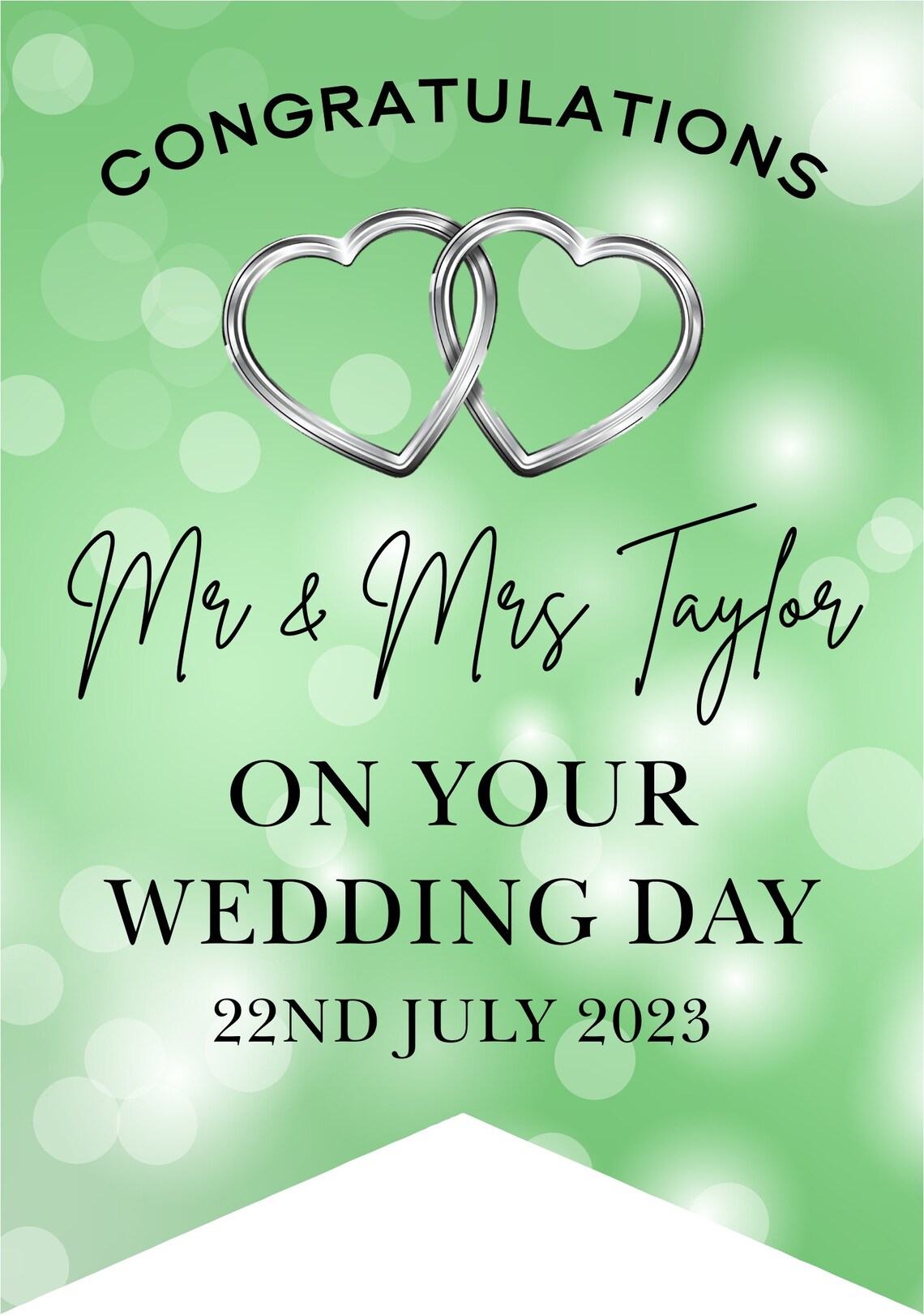 Personalised Wedding, Engagement or Anniversary Bunting with Gold/Silver hearts