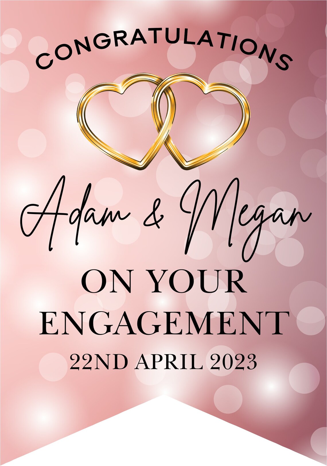 Personalised Wedding, Engagement or Anniversary Bunting with Gold/Silver hearts