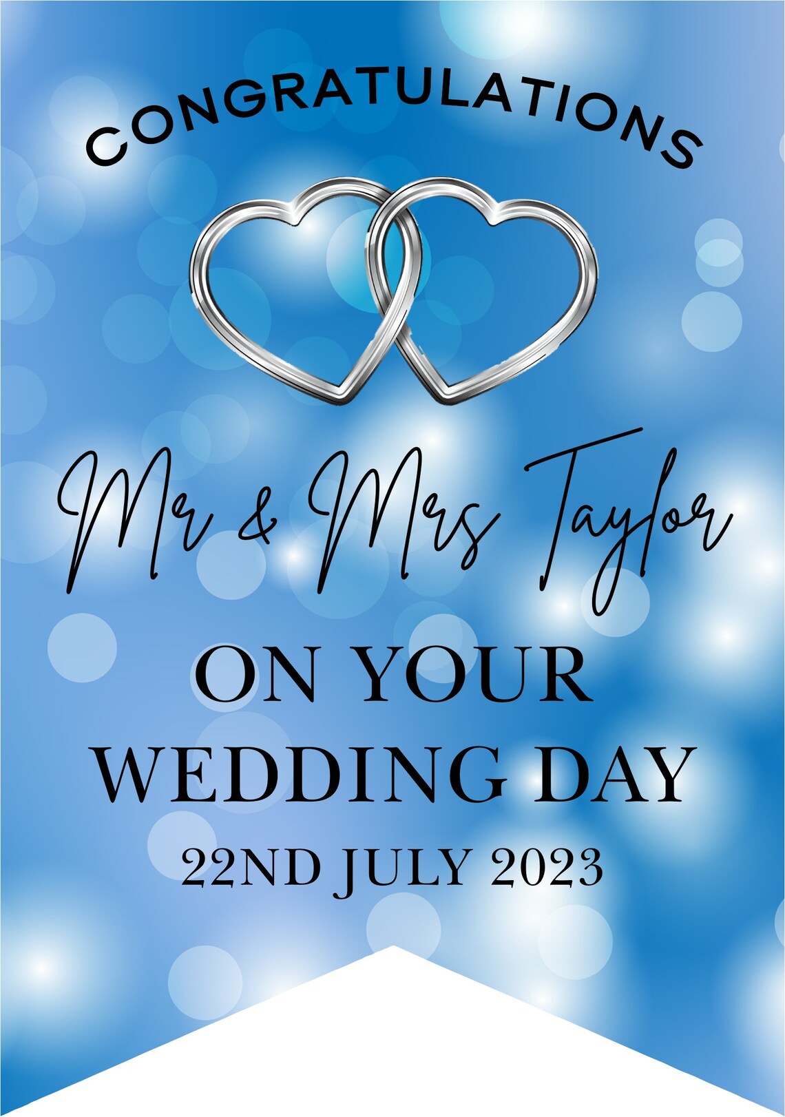 Personalised Wedding, Engagement or Anniversary Bunting with Gold/Silver hearts