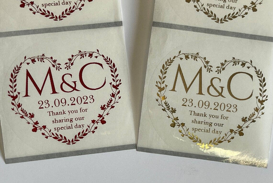 Wedding Heart Monogram Personalised Stickers