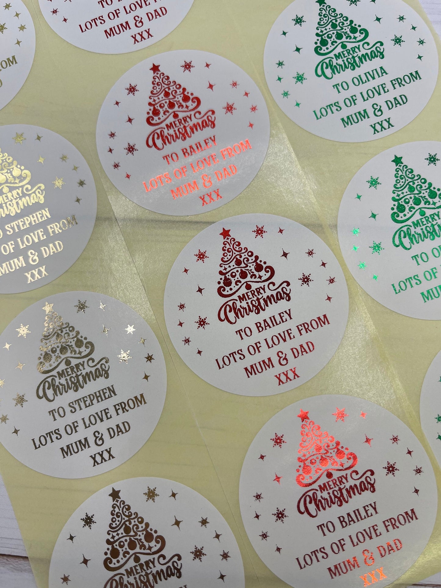 Personalised Merry Christmas stickers
