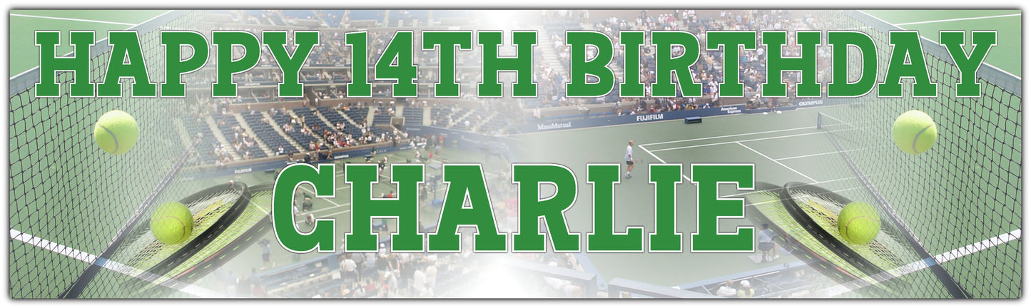 Tennis Birthday Banner personalised with name and age
