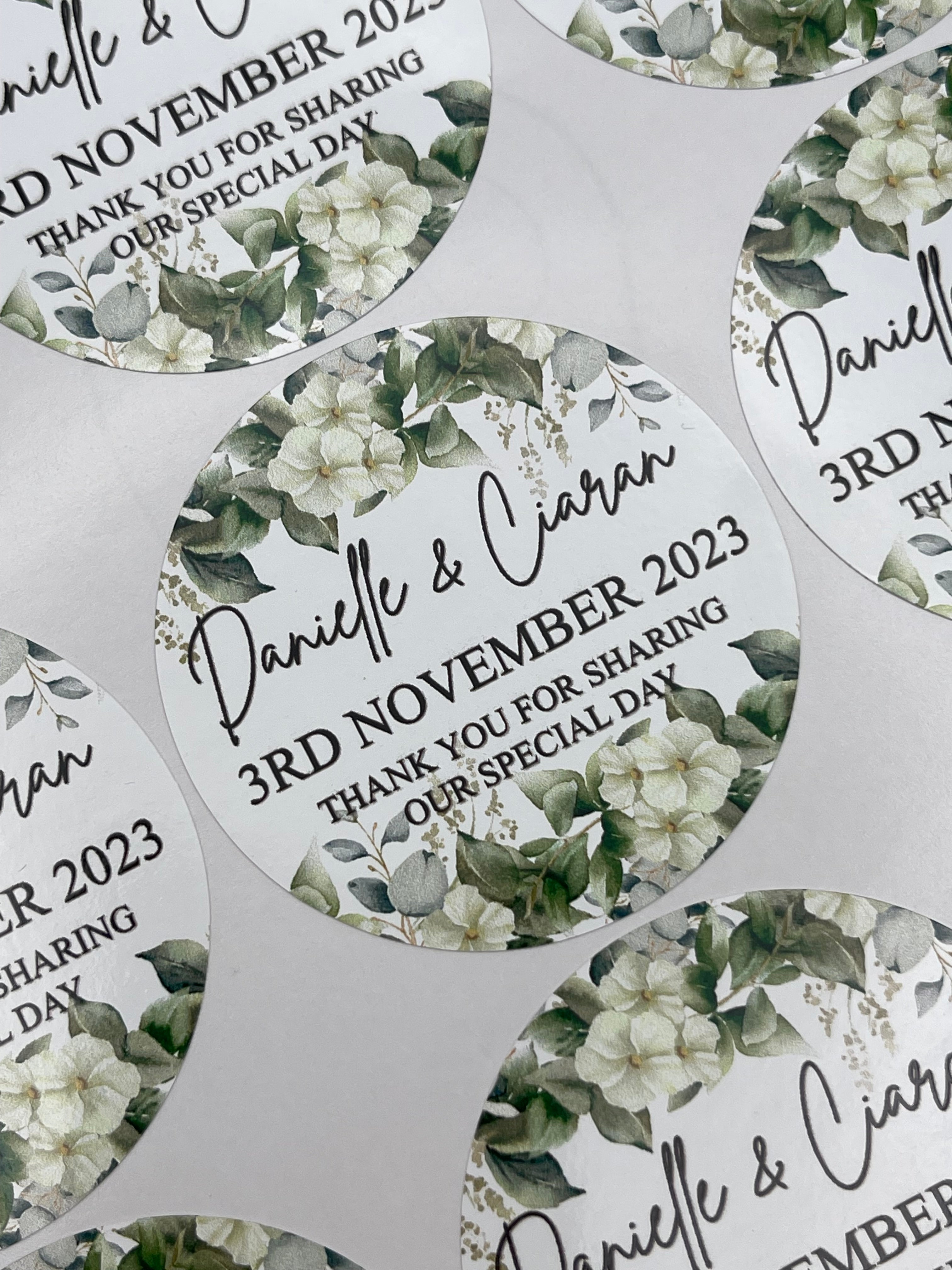 Personalised wedding White Flowers Stickers