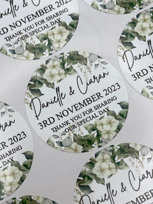 Personalised wedding White Flowers Stickers