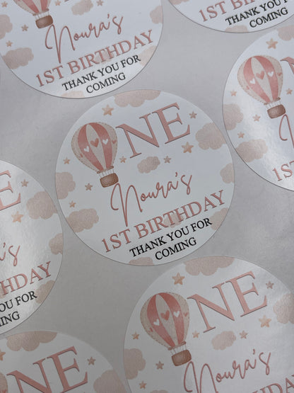 1st Birthday in the sky Stickers Pink