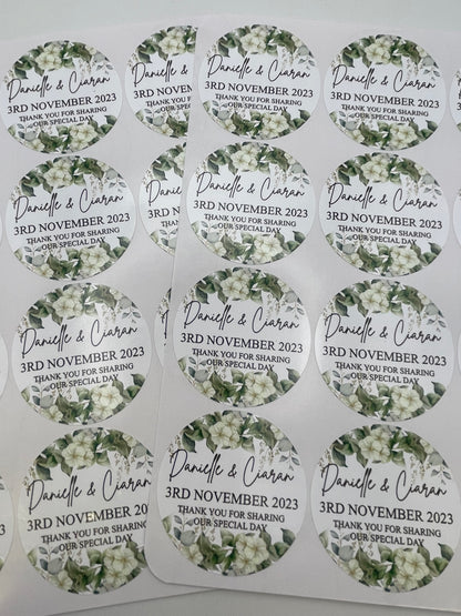 Personalised wedding White Flowers Stickers