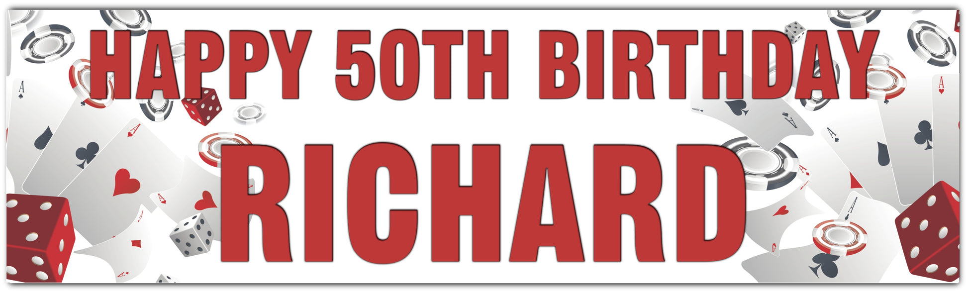 Casino Theme Birthday Banner Personalised with happy Age Birthday and Name