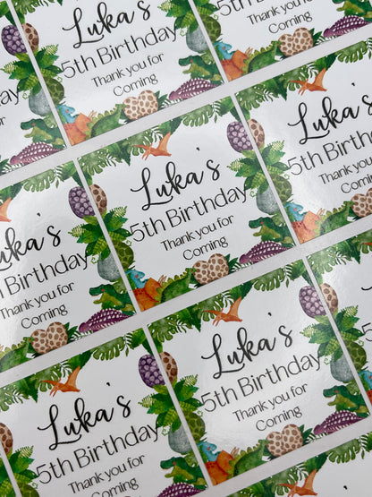 Dinosaurs Watercolour Personalised Square Stickers