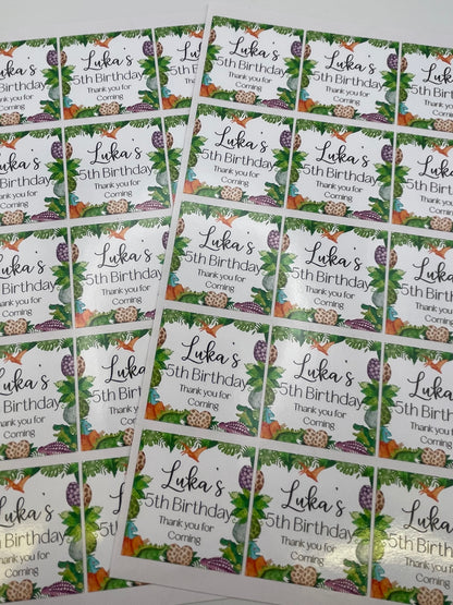 Dinosaurs Watercolour Personalised Square Stickers