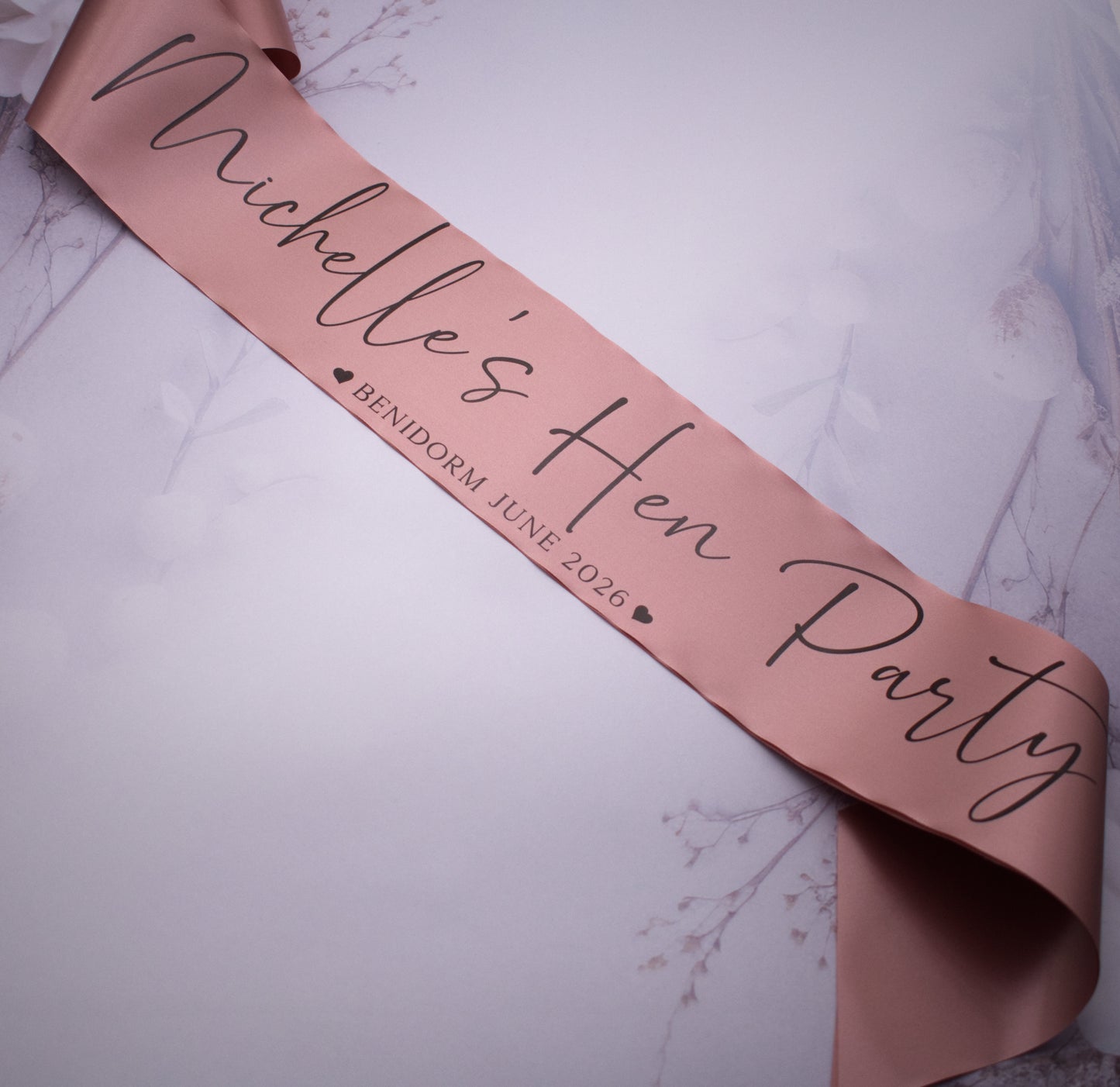 Hen party Sash in Rose Gold customise with your own wording