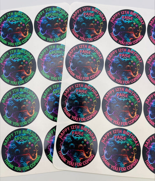 Gaming Personalised Birthday Stickers 