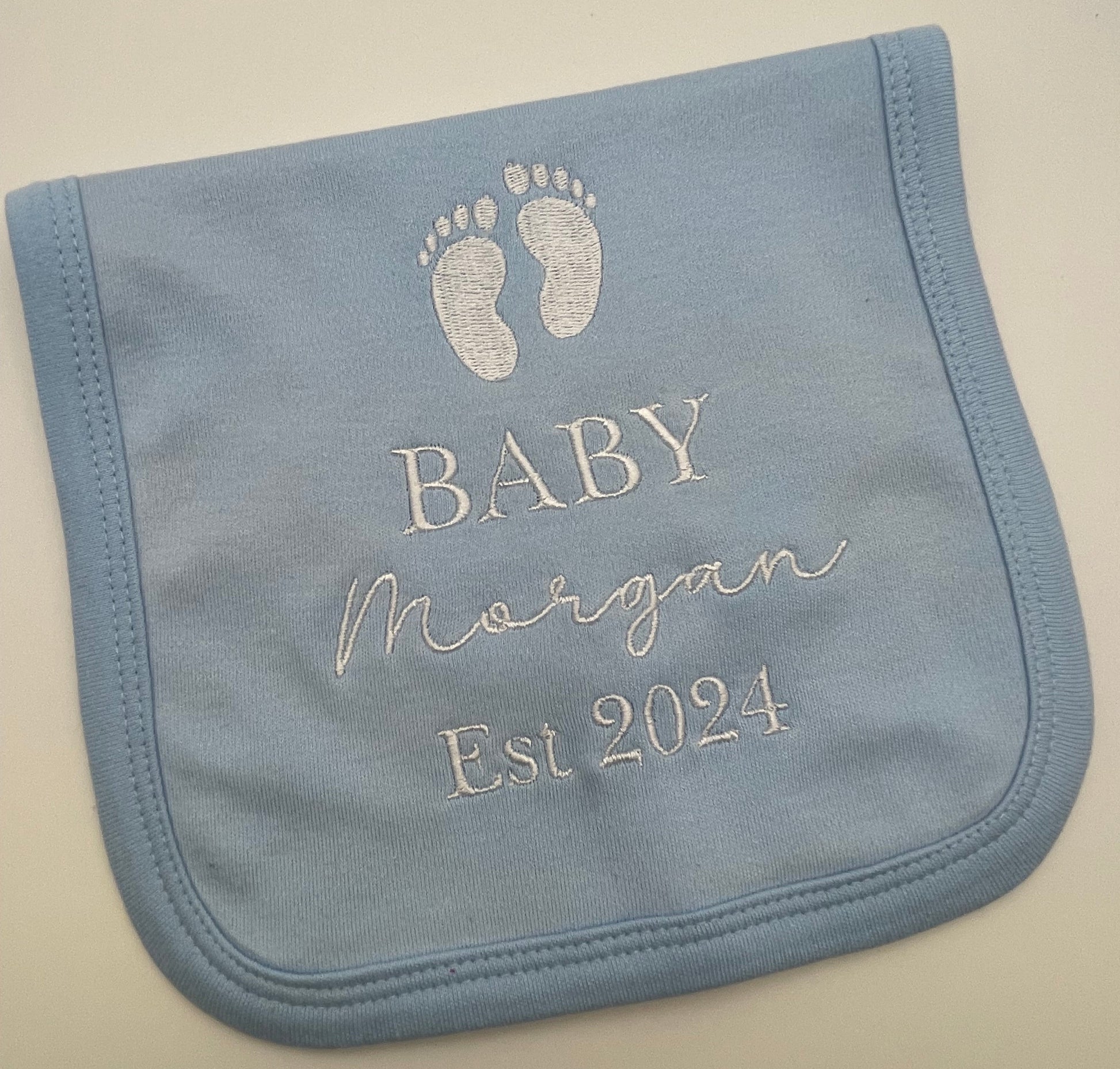 Personalised Newborn Baby Bib Blue