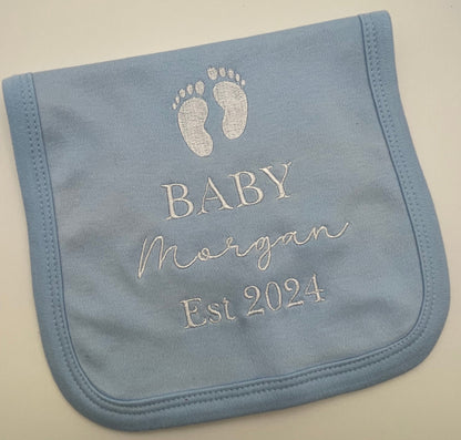 Personalised Newborn Baby Bib Blue