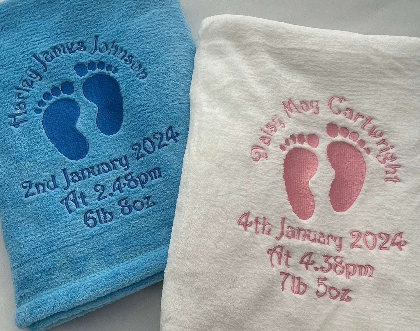 Personalised Embroidered Microfibre Baby Wrap Blanket, New Baby Gift