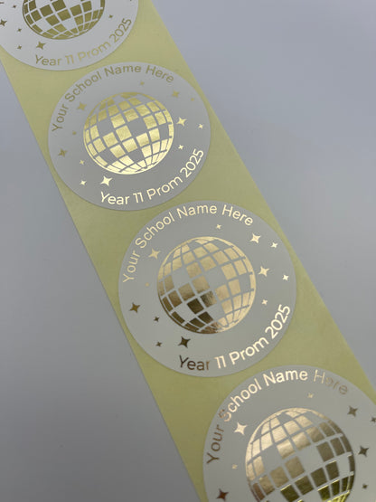 Year 6 or 11 Prom School Leavers Gold Foiled Stickers, Stickers have Semi Gloss Finish