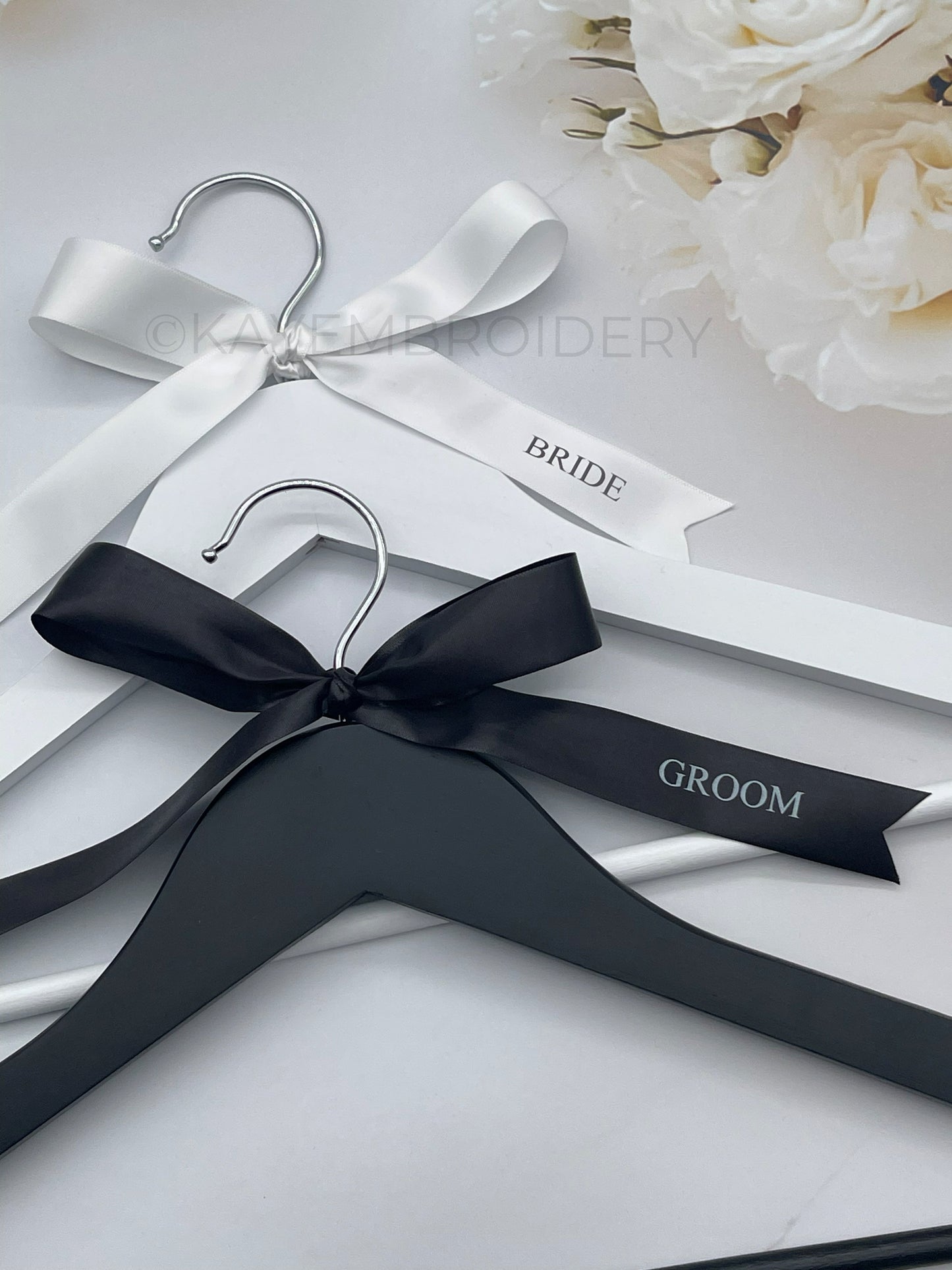 Satin Ribbon Name Place Setting Foiled and Personalised with Name Wedding, Dinner, Party