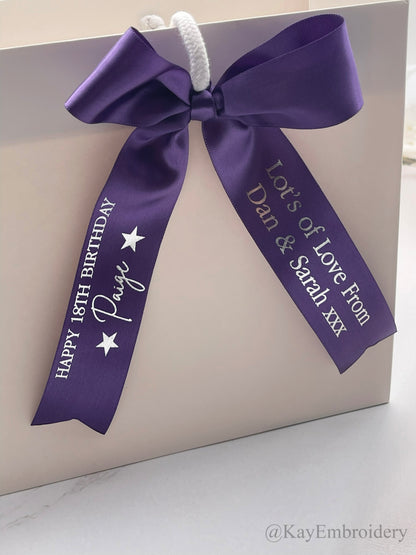 Birthday Foiled Personalised Satin Ribbon 38mm with message of your choice