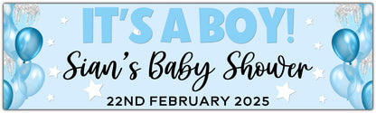 It's a Boy Baby Shower Banner in Blue Personalised with name and date