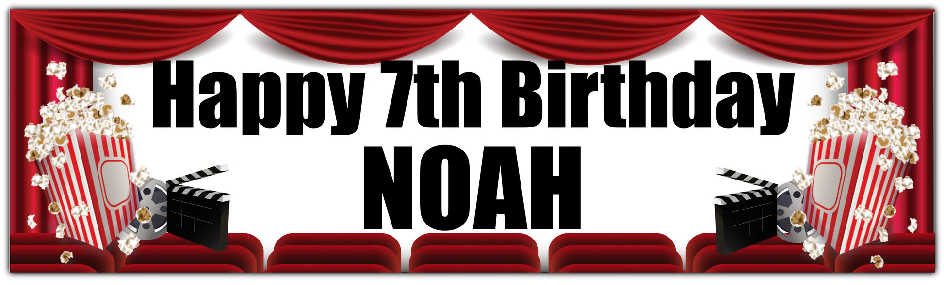 Movie night Birthday banner Personalised with name and age