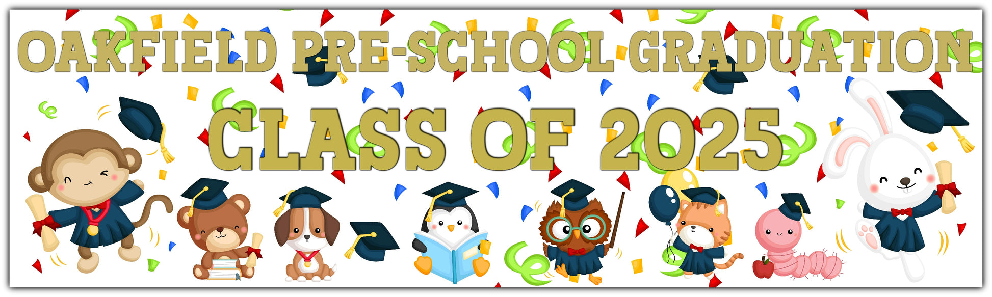 Nursery Preschool Graduation banner personalised with name and class of 2025