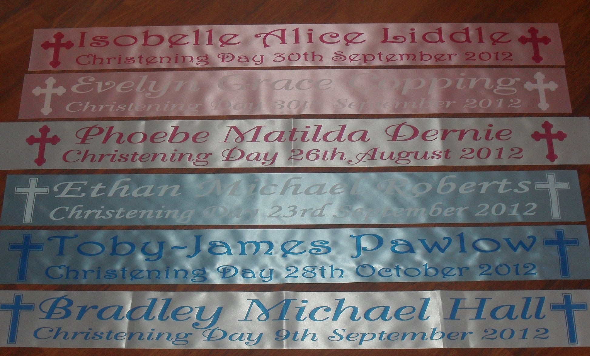 Personalised satin Christening, holy communion banners