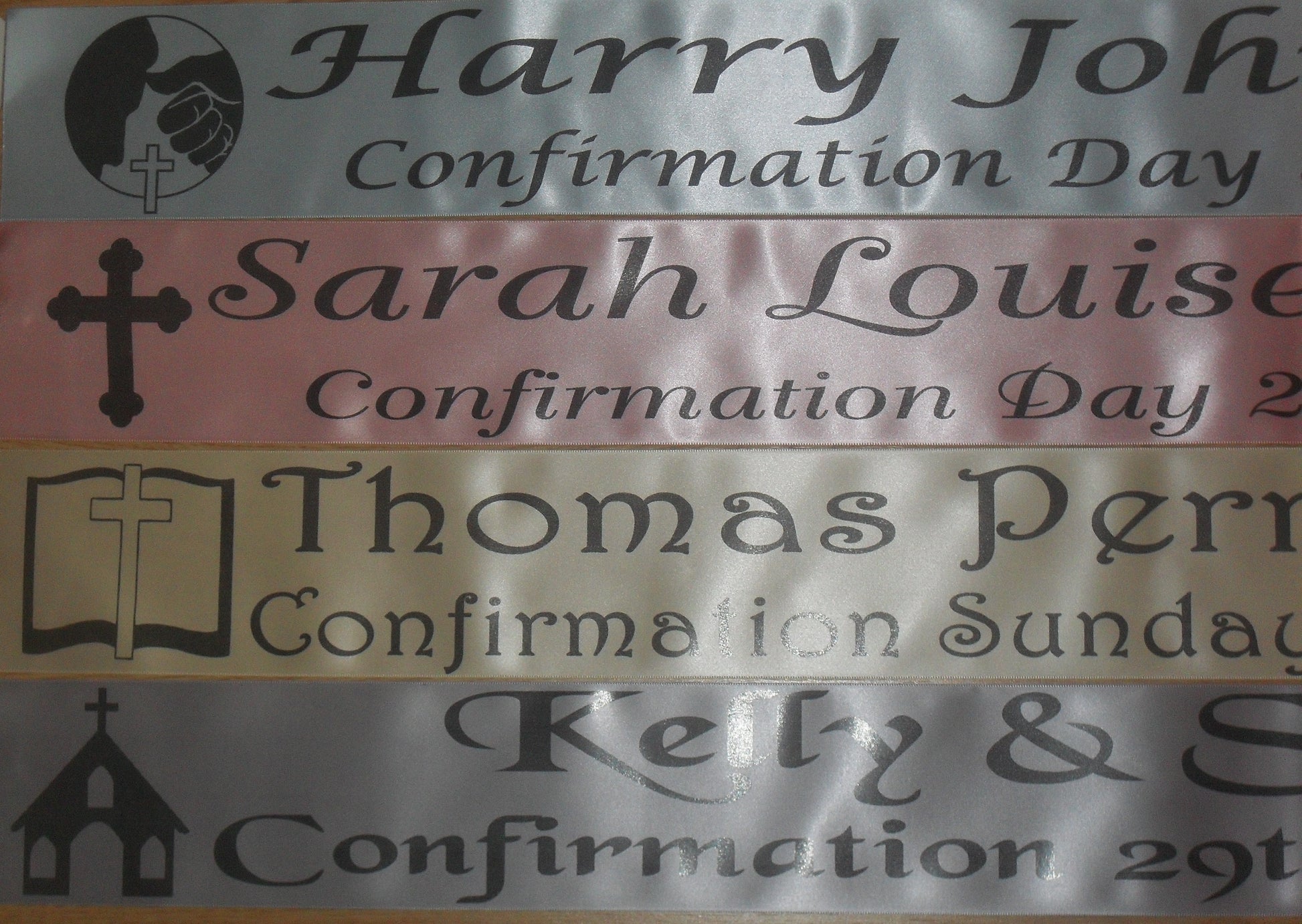 Personalised satin Christening, holy communion banners