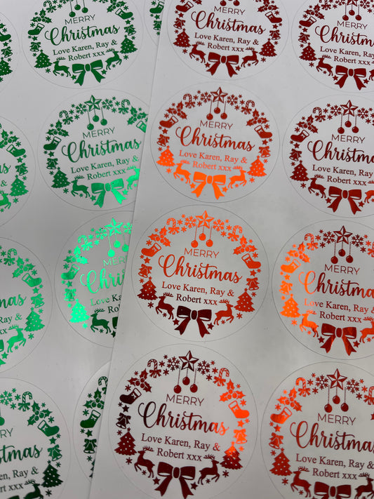 Personalised Christmas Wreath Labels