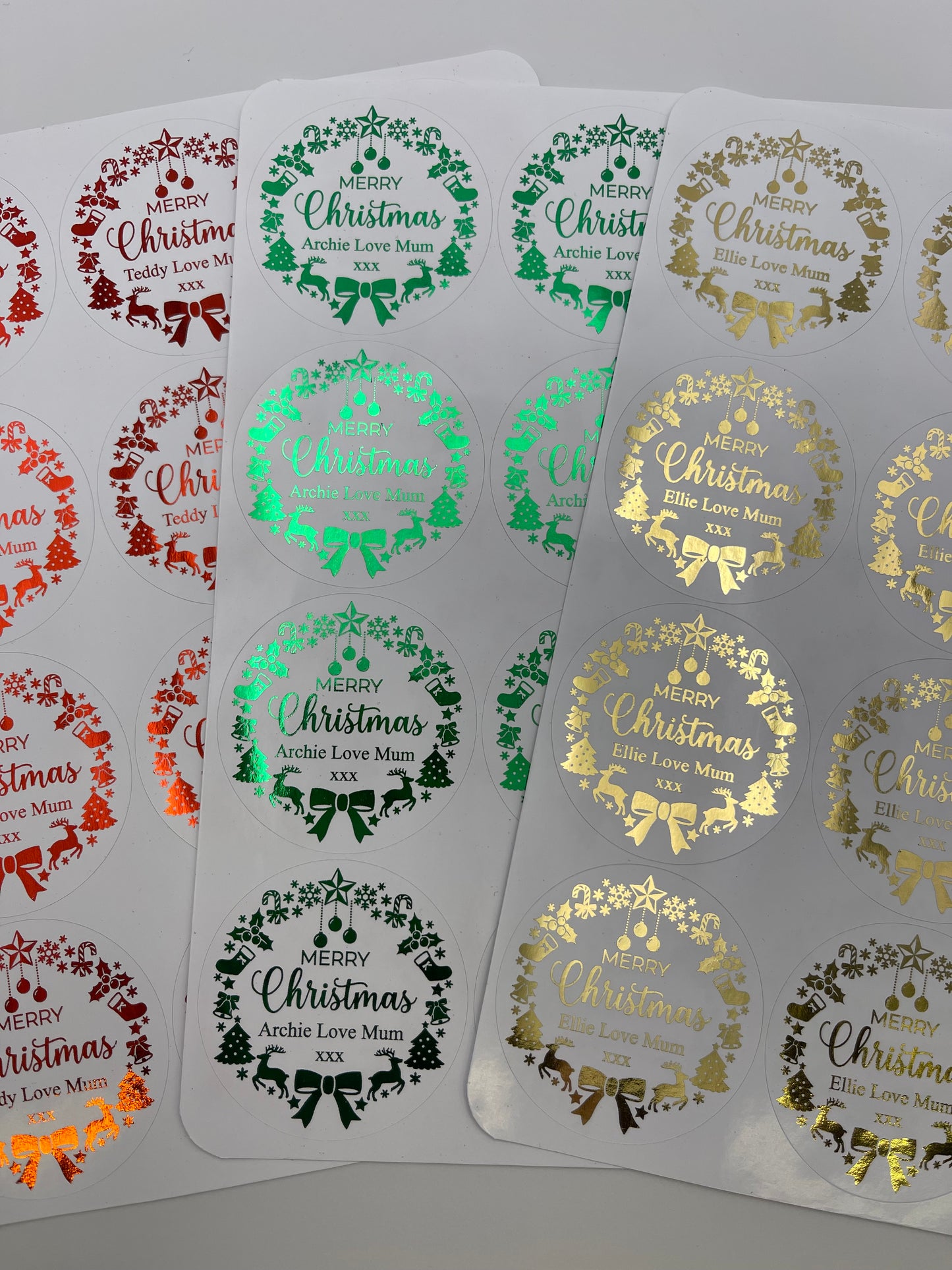 Personalised Christmas Wreath Labels