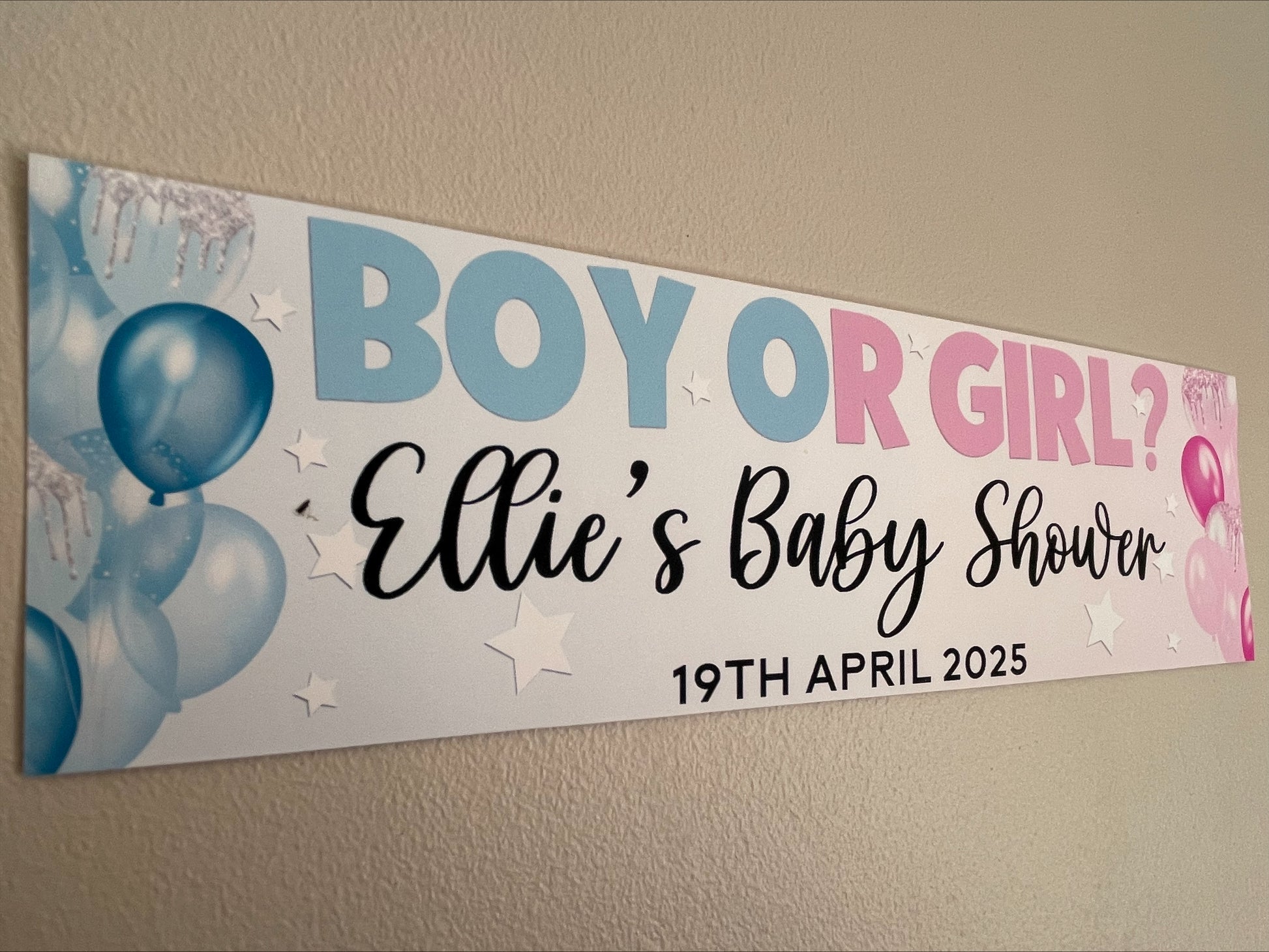 Boy or Girl Baby Shower Banner Personalised with name Baby shower and Date