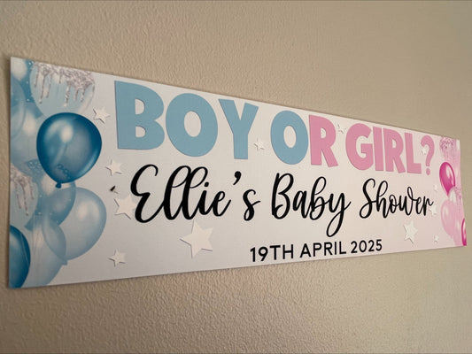 Boy or Girl Baby Shower Banner Personalised with name Baby shower and Date