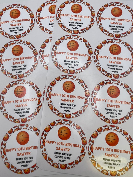 Basketball Birthday Personalised Stickers