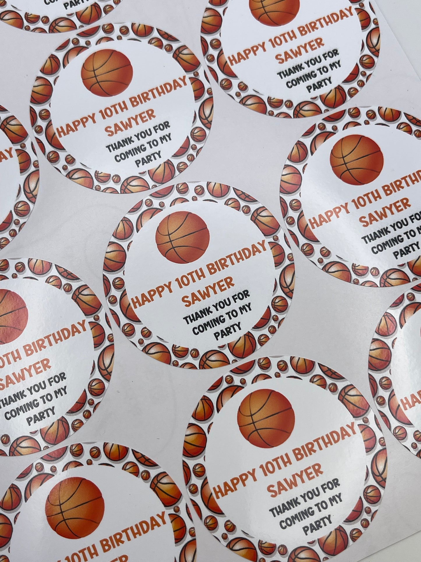 Basketball Birthday Personalised Stickers