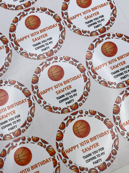 Basketball Birthday Personalised Stickers