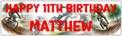 BMX Birthday Banner personalised with happy age birthday and name