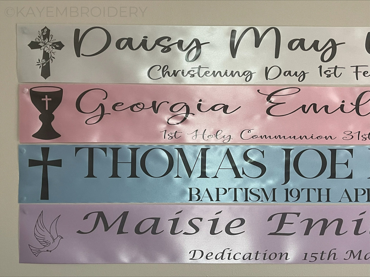 Personalised Christening, Baptism, Naming Day, 1st Holy Communion, Confirmation Satin Party Banner