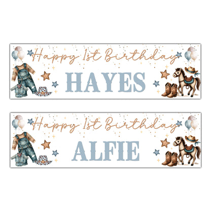 Little Cowboy 1st Birthday Personalised Banners 