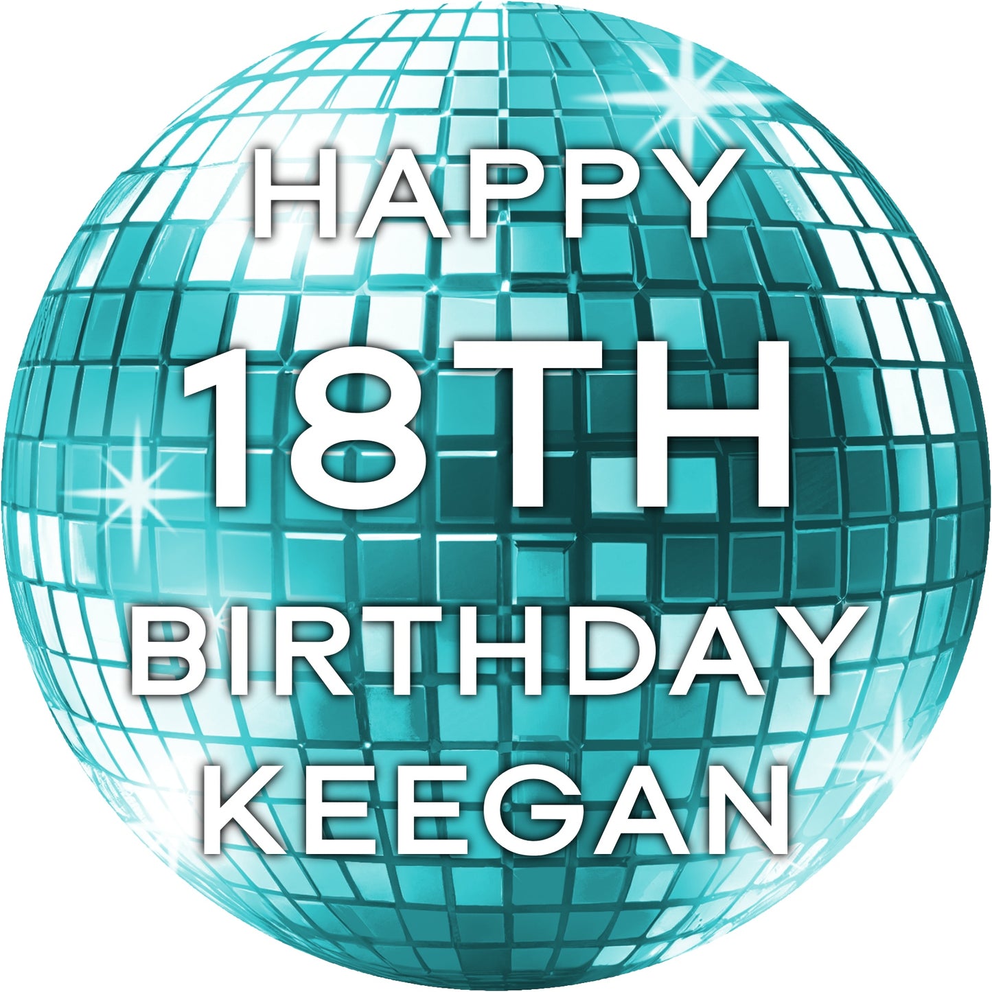 Disco Ball Birthday Sticker Aqua