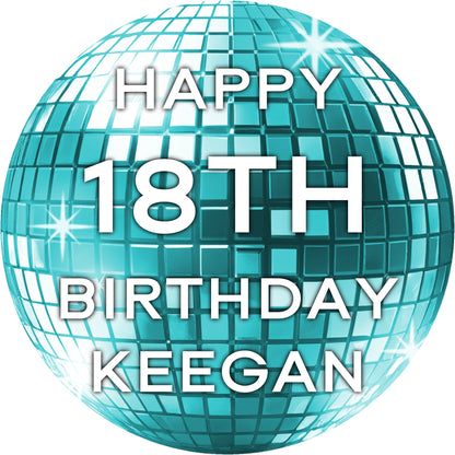 Disco Ball Birthday Sticker Aqua