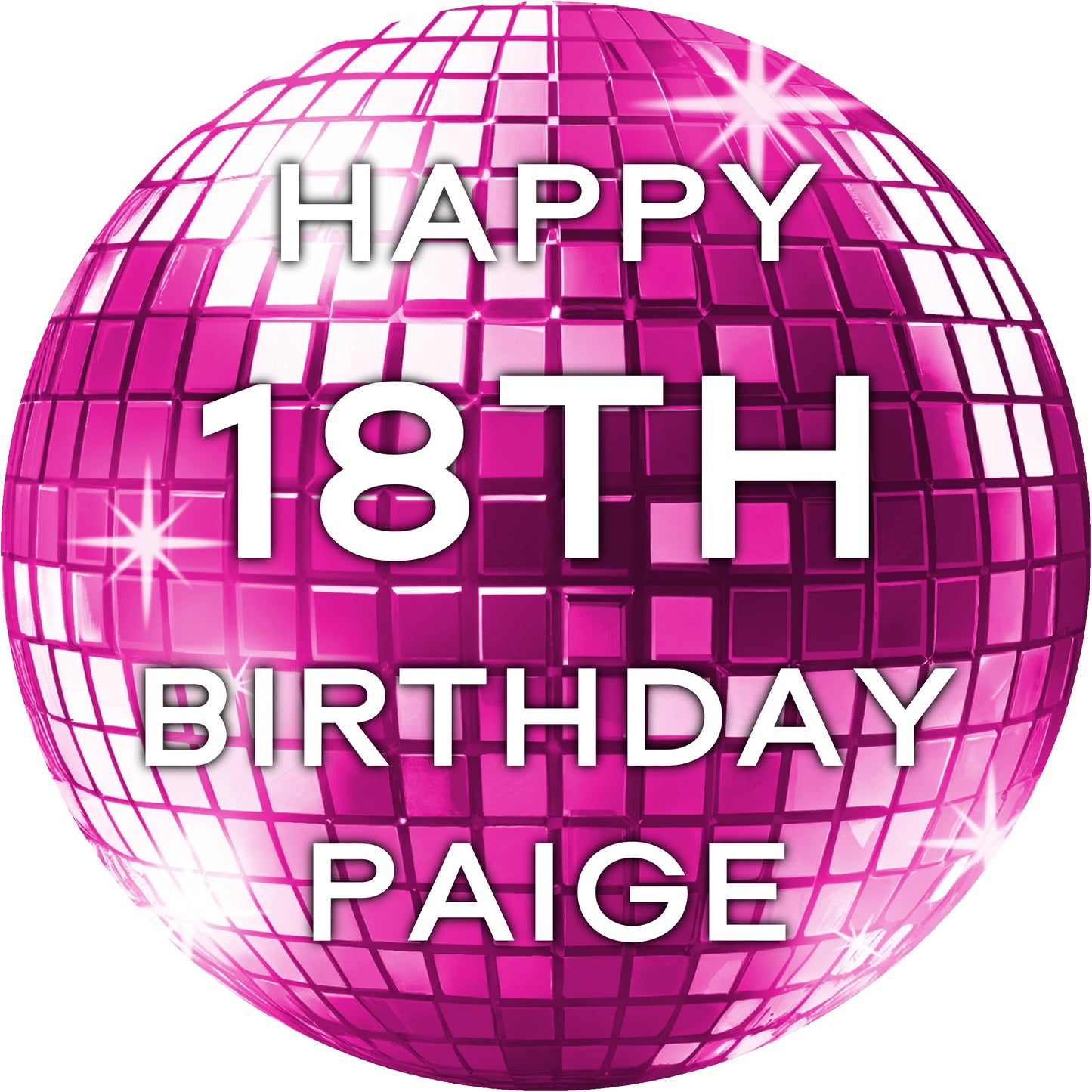 Disco Ball Birthday Sticker Hot Pink