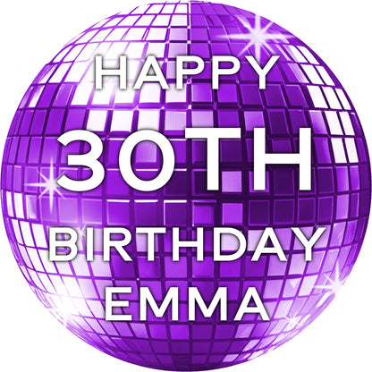 Disco Ball Birthday Sticker Purple